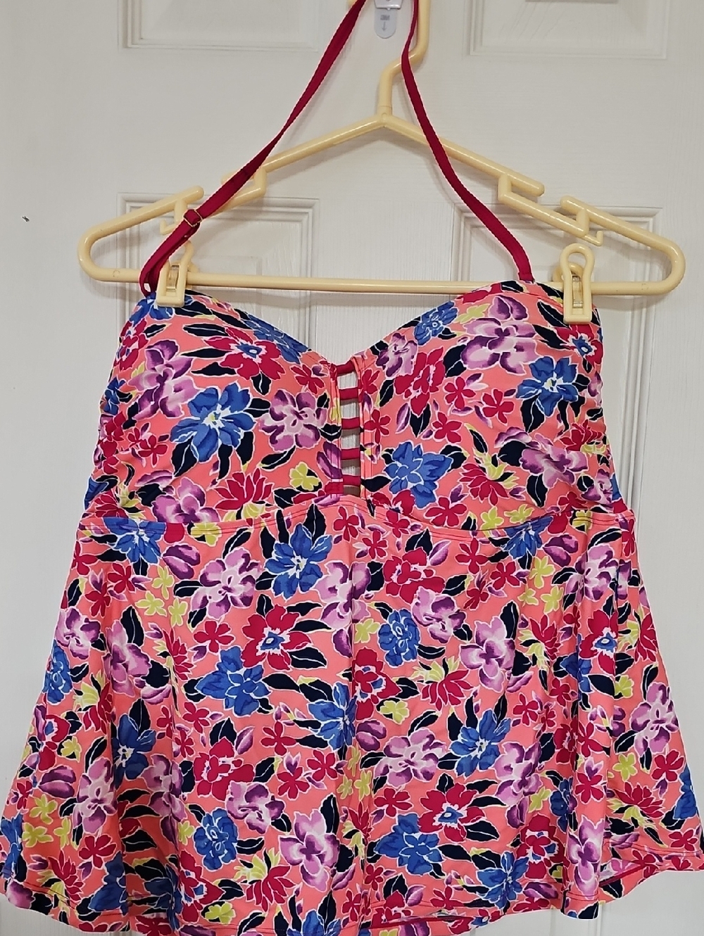 Tropical Escape Pink Floral Halter Swim Top Only